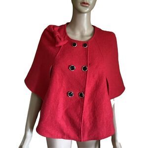 Women’s Red Double Breasted Cropped Cape M